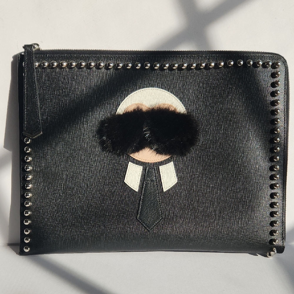 Fendi Flat Clutch with Studded Details -Karl Lagerfeld